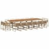 vidaXL 17-delige Tuinset met kussens poly rattan beige