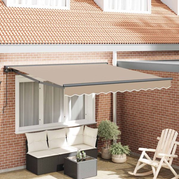 vidaXL Zijde Frame Beige 350 x 250 cm Polyester met PU-coating