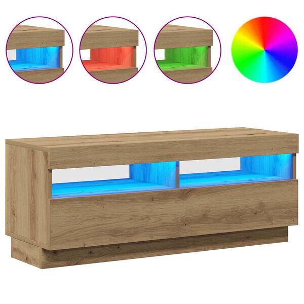 vidaXL Tv-meubel met LED 100x35x40 cm bewerkt hout artisanaal eiken