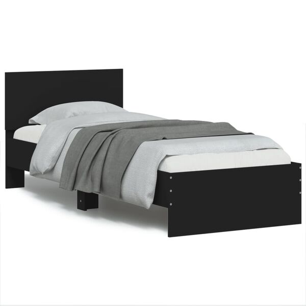 vidaXL Bedframe met hoofdbord en LED-verlichting zwart 75x190 cm