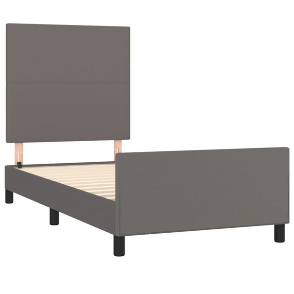 vidaXL Bedframe met hoofdbord kunstleer grijs 100x200 cm