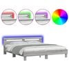 vidaXL Bedframe met hoofdeinde en LED grijs sonoma eiken 200x200 cm