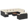 vidaXL 13-delige Loungeset met kussens poly rattan zwart