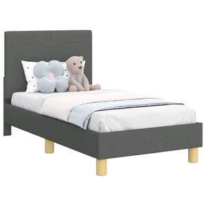 vidaXL Peuterbedframe met hoofdbord Donkergrijs 70 x 140 cm Stof
