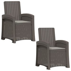 vidaXL Ligstoel in rietenlook 2 pcs Lichtgrijs PP