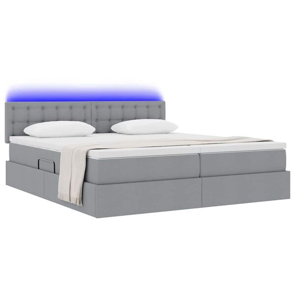 vidaXL Bed met LED-striplichten Lichtgrijs 200 x 200 cm Stof