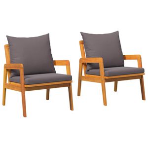 vidaXL Tuinstoel met kussen 2 Stuk Olie naturel 65 x 59,5 x 72 cm