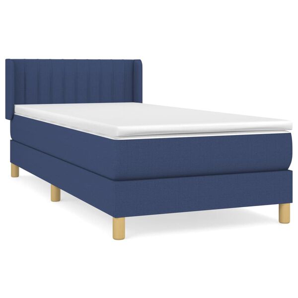 vidaXL Boxspring met matras stof blauw 90x190 cm
