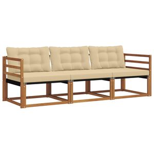 vidaXL Buiten bankenset met kussen 3 pcs Natuurlijk en Beige