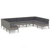vidaXL 9-delige Loungeset met kussens poly rattan grijs