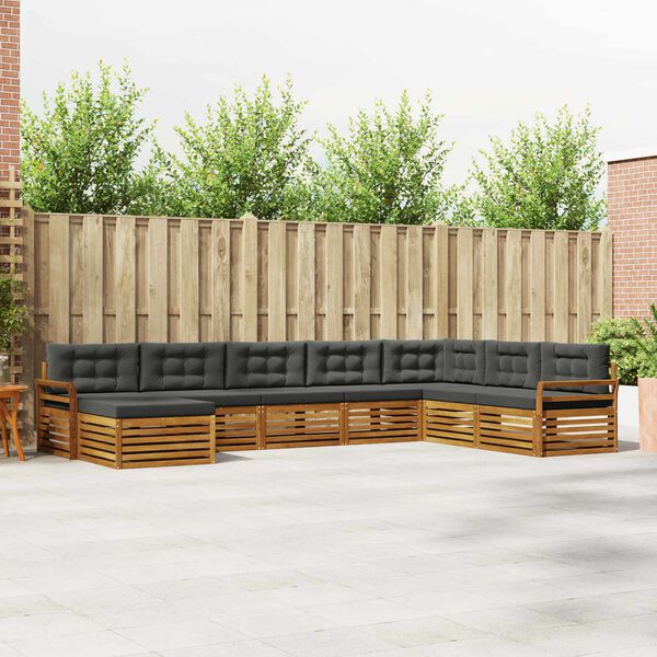 vidaXL Sofa-Sets 8 pcs Natuurlijk en Antraciet Massief Acaciahout