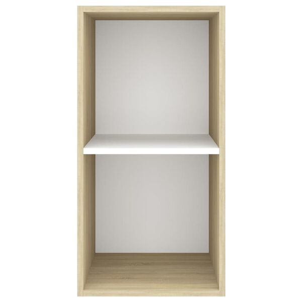 vidaXL Tv-wandmeubel 37x37x72 cm bewerkt hout sonoma eikenkleur en wit