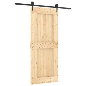 vidaXL Schuifdeur Naturel en Zwart 85 x 210 cm Massief Grenenhout