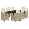 vidaXL 9-delige Tuinset met kussens poly rattan beige