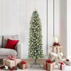 vidaXL Kunstmatige slanke kerstboom met 300 LED Groen en Wit 180 cm