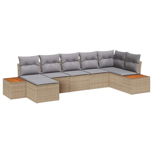 vidaXL Tuinbankenset met kussen 8 pcs Beige en Licht Grijs Polyrattan