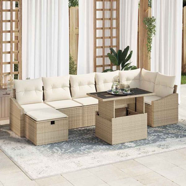 vidaXL Tuin Sofa Set 8 pcs Beige poly rattan