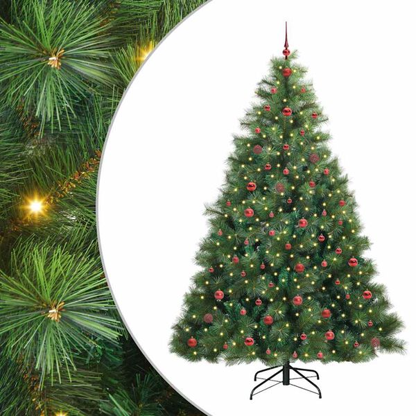 vidaXL Kunstkerstboom met 300 LED met standaard Groen 240 cm PE en PVC