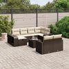 vidaXL 11-delige Loungeset met kussens poly rattan bruin