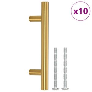 vidaXL Handvatten 10 st hartafstand gaten 64 mm totale lengte 100 mm roestvrij staal goudkleurig