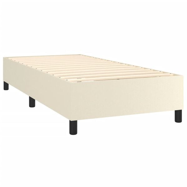 vidaXL Boxspring met matras kunstleer cr&egrave;mekleurig 90x200 cm