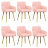 vidaXL Eettafelstoelen 6 st Boucl&eacute; Roze 59 x 57 x 85 cm