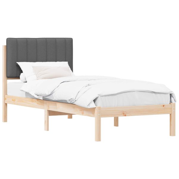 vidaXL Bedframe met Gevoerd Hoofdgedeelte Donkergrijs 75 x 190 cm