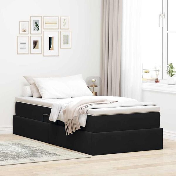 vidaXL Opbergbed met matras met matras Zwart 90 x 190 cm Fluweel
