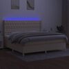 vidaXL Boxspring met matras en LED stof cr&egrave;mekleurig 200x200 cm