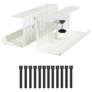 vidaXL Kabelgoot voor onder bureau 2 st Wit 35 x 12 x 13 cm Staal