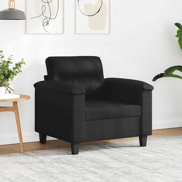 vidaXL Fauteuil 60 cm microvezelstof zwart