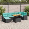 vidaXL 8-delige Loungeset met kussens poly rattan zwart