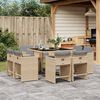 vidaXL 9-delige Tuinset met kussens poly rattan gemengd beige