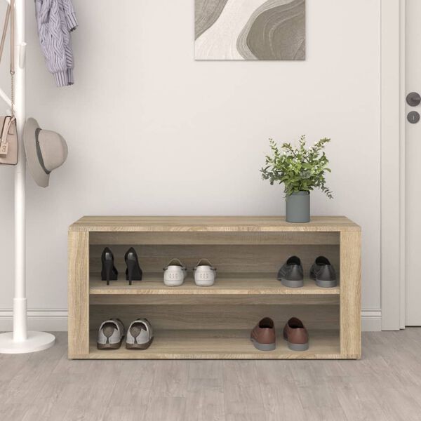 vidaXL Schoenenrek 100x35x45 cm bewerkt hout sonoma eikenkleurig