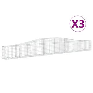 vidaXL Schanskorven 3 st gewelfd 400x30x40/60 cm ijzer