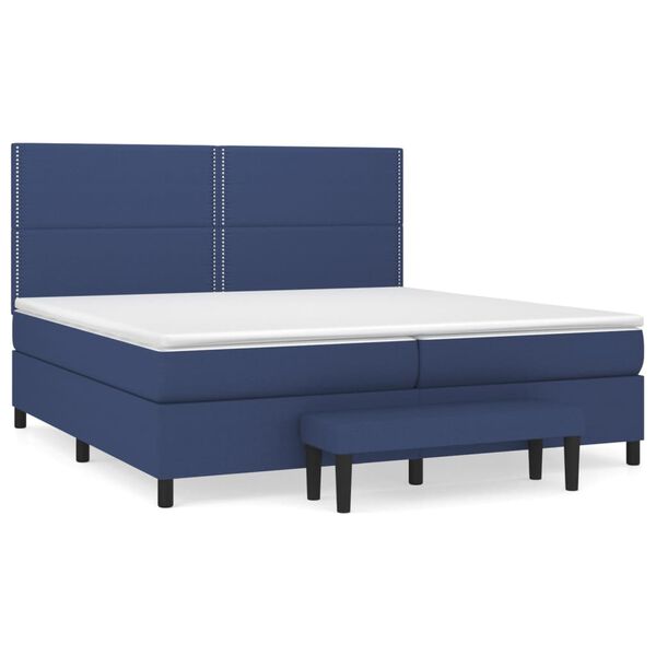 vidaXL Boxspring met matras stof blauw 200x200 cm