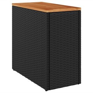 vidaXL Tuintafel met houten blad zwart 58x27,5x55 cm poly rattan