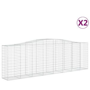 vidaXL Schanskorven 2 st gewelfd 400x50x120/140 cm ijzer