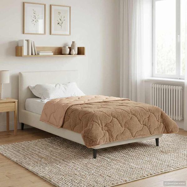 vidaXL Vol jaar dekbed Taupe 155 x 200 cm Microfiber en Teddy fleece