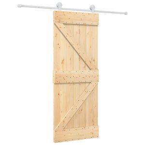 vidaXL Schuifdeur Natuurlijk en Wit 80 x 210 cm Massief grenenhout