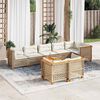 vidaXL 9-delige Loungeset met kussens poly rattan beige