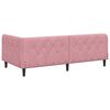vidaXL Hoekbedframe met matras Roze 100 x 200 cm Fluweel