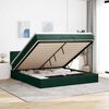 vidaXL Ottoman bed met matras en LED's 160x200cm fluweel donkergroen