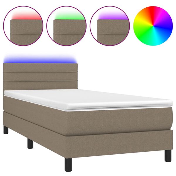 vidaXL Boxspring met matras en LED stof taupe 80x200 cm