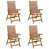 vidaXL Recliner Tuinstoelen 4 st Naturel Massief Acaciahout