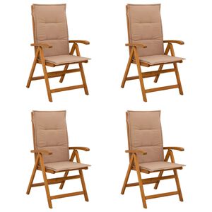vidaXL Recliner Tuinstoelen 4 st Naturel Massief Acaciahout