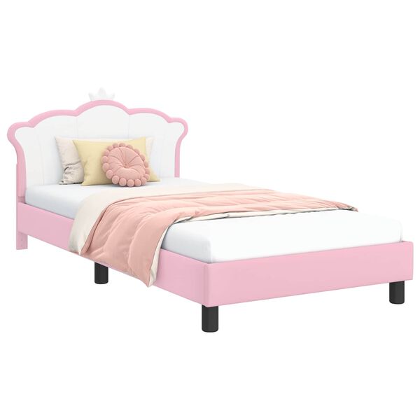 vidaXL Bedframe voor kinderen met hoofdbord Roze 90 x 200 cm PU