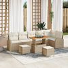 vidaXL Tuin Sofa Set met kussen 9 pcs Beige Poly riet