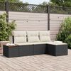 vidaXL Tuin Sofa Set met kussen 4 pcs Zwart en Cr&egrave;me Poly Rattan