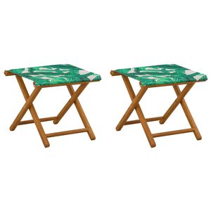 vidaXL Ligstoel 2 pcs massief eucalyptushout Bladpatroon